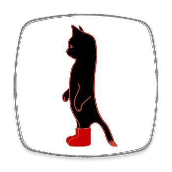 Black Cat with Red Boots - Square fridge magnet - white - Front