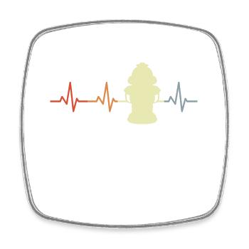 Vintage Fire Hydrant Heart Line - Square fridge magnet - white - Front