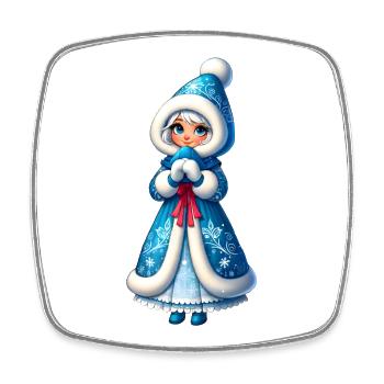 Ded Moroz Snegurotschka russischer Weihnachtsmann - Viereckiger Kühlschrankmagnet - Weiß - Vorne