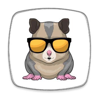 Hamster Sunglasses - Square fridge magnet - white - Front