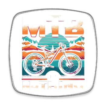 Vibrant Mountain Bike Sunset Design - Square fridge magnet - white - Front