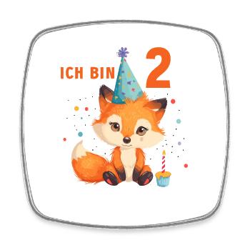 2.Geburtstag Fuchs Füchse 2 Jahre Mädchen Jungen - Viereckiger Kühlschrankmagnet - Weiß - Vorne