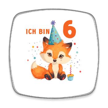 6.Geburtstag Fuchs Füchse Jungen Mädchen 6 Jahre - Viereckiger Kühlschrankmagnet - Weiß - Vorne