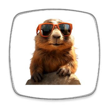 Marmot with sunglasses Rodent Ground Squirrel - Square fridge magnet - white - Front