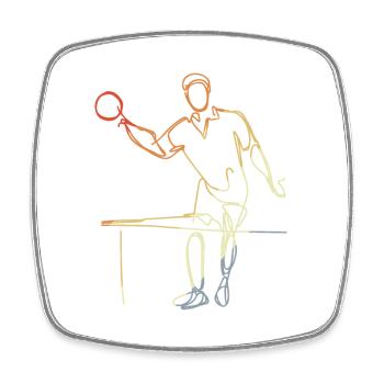 Dessin de tennis de Table Vintage - Magnet carré - blanc - Devant