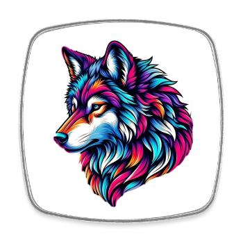 Loup - Magnet carré - blanc - Devant