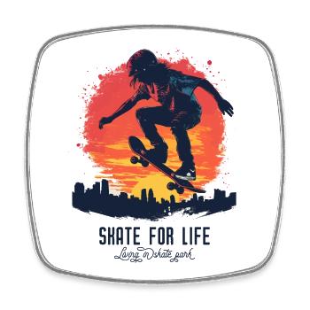 Skateboarder Skateboard Skate Skater Sonne - Viereckiger Kühlschrankmagnet - Weiß - Vorne