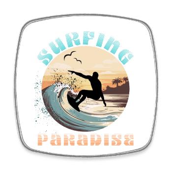 Surfing Paradise - Surfing Lovers Gift Idea - Square fridge magnet - white - Front