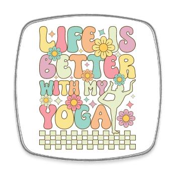 La vie est plus belle avec mon yoga - Magnet carré - blanc - Devant