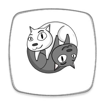 Yin Yang Cat - Square fridge magnet - white - Front