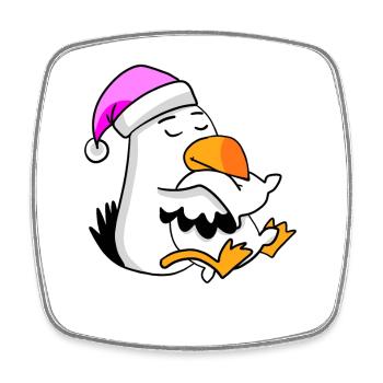 Seagull Tired Sleeping Sleeping Girl - Square fridge magnet - white - Front