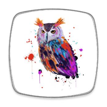 Owl Watercolor - Viereckiger Kühlschrankmagnet - Weiß - Vorne