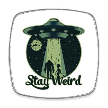Stay Weird - OVNI, Alien - Magnet carré - blanc - Devant