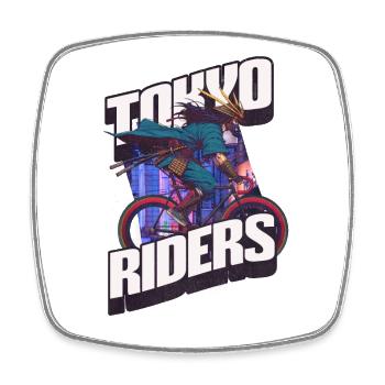 Tokyo Riders - Japanischer Krieger auf Rennrad - Viereckiger Kühlschrankmagnet - Weiß - Vorne
