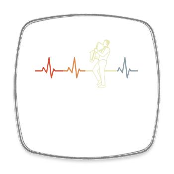 Saxophonist Heart Line ECG - Square fridge magnet - white - Front