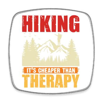 Hiking it's Cheaper Than Therapy - Square fridge magnet - white - Front