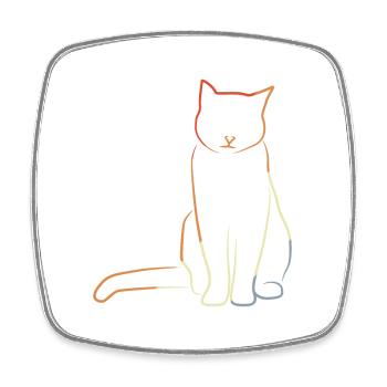 Chat au look vintage - Magnet carré - blanc - Devant