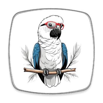 Parrot with glasses - Square fridge magnet - white - Front