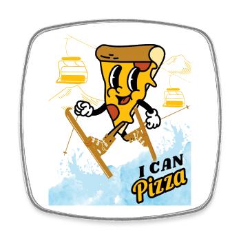 I can Pizza - Ski Enfants - Magnet carré - blanc - Devant