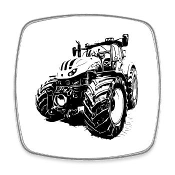 Traktor - Viereckiger Kühlschrankmagnet - Weiß - Vorne