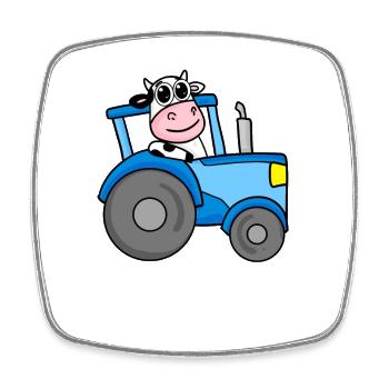 Kuh Traktor Bauernhof - Viereckiger Kühlschrankmagnet - Weiß - Vorne