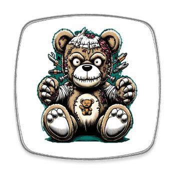 Ours en peluche vintage maman peluche - Magnet carré - blanc - Devant