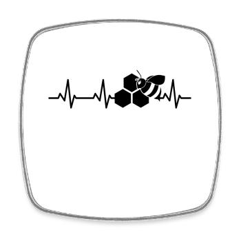 Impulsion ECG d’abeille - Magnet carré - blanc - Devant