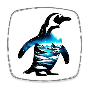 Verzierter Pinguin mit arktischer Landschaft gemalt - Viereckiger Kühlschrankmagnet - Weiß - Vorne