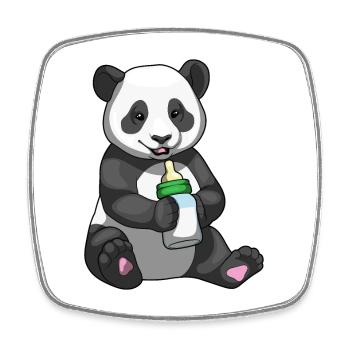 Panda Babyflasche Milch - Viereckiger Kühlschrankmagnet - Weiß - Vorne