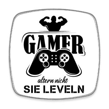 gamer fitness lustig Sprüche leveln up Controller - Viereckiger Kühlschrankmagnet - Weiß - Vorne