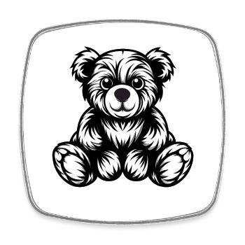 Niedliches monochromes Teddybär-Design - Viereckiger Kühlschrankmagnet - Weiß - Vorne