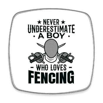 Fencing Boy - Square fridge magnet - white - Front
