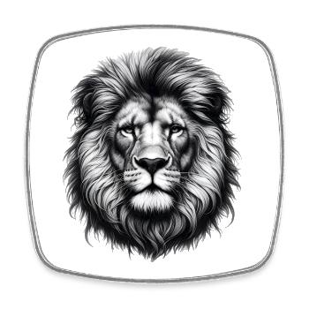 Lion - Magnet carré - blanc - Devant
