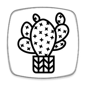 Kaktus Zimmerpflanze Botanische icon Logo Symbol - Viereckiger Kühlschrankmagnet - Weiß - Vorne