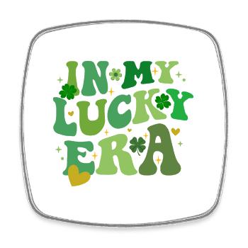 In meiner glücklichen Ära, St. Patricks Day Kleeblatt - Viereckiger Kühlschrankmagnet - Weiß - Vorne