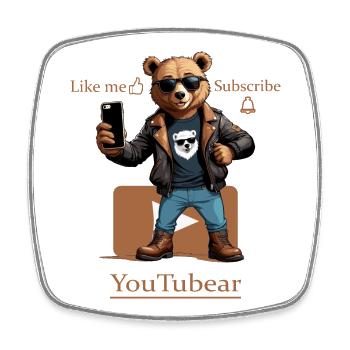 Funny YouTubear - Square fridge magnet - white - Front