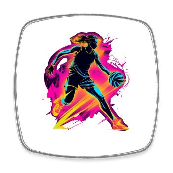 Basketballerin 80er Jahre Stil - Viereckiger Kühlschrankmagnet - Weiß - Vorne