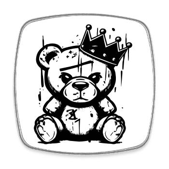 Bärenkönig | Graffiti Street Art Handwritten Shirt - Viereckiger Kühlschrankmagnet - Weiß - Vorne
