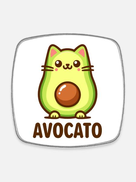 Avocato - The Cute Cat Avocado Shirt - Square fridge magnet - white