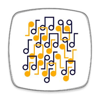 Music Notes Retro Style Pattern - Square fridge magnet - white - Front
