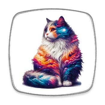 Katze - Viereckiger Kühlschrankmagnet - Weiß - Vorne
