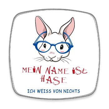 My name is Rabbit I don't know anything - Square fridge magnet - white - Front