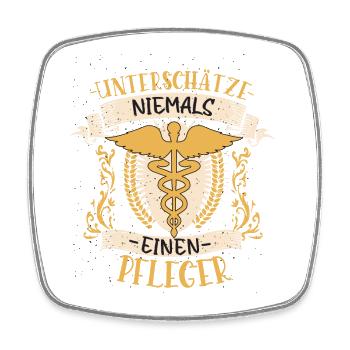 Pfleger Geschenk Fürsorglich Lustig Beruf - Viereckiger Kühlschrankmagnet - Weiß - Vorne