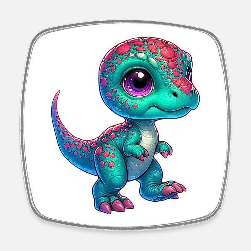 Dinosaure - Magnet carré - blanc