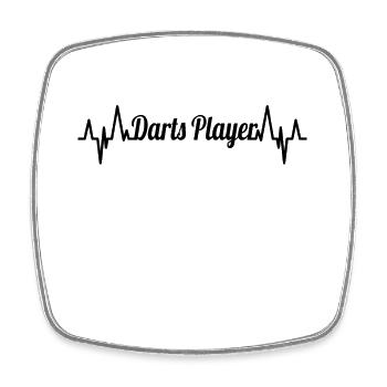 Dart player ECG heart line - Square fridge magnet - white - Front