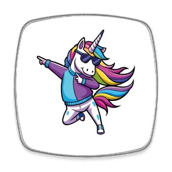 Illustration de danseuse de licorne arc-en-ciel - Magnet carré - blanc - Devant