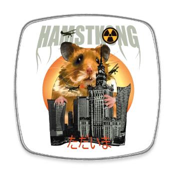 Big Funny Hamster - real horror movie - Square fridge magnet - white - Front