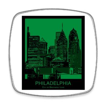 Philadelphia Skyline Green Edition - Square fridge magnet - white - Front