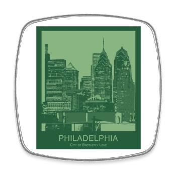 Philadelphia Skyline – City of Brotherly Love - Viereckiger Kühlschrankmagnet - Weiß - Vorne