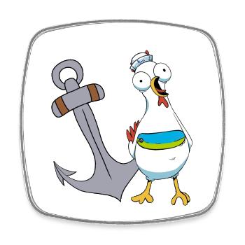 Huhn Matrose Seemann maritim Anker Ahoi Reise - Viereckiger Kühlschrankmagnet - Weiß - Vorne